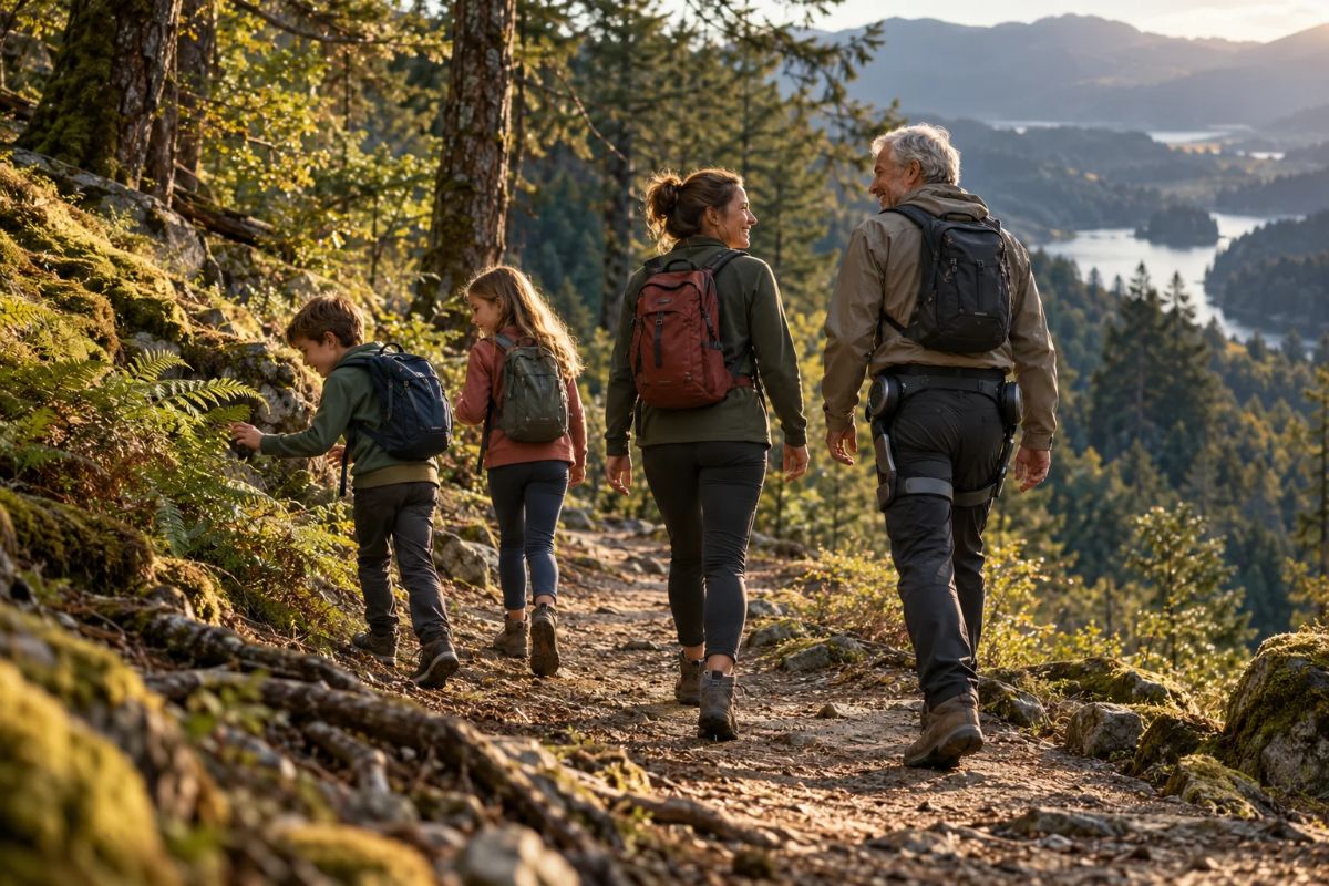 Randonnée en famille avec un exosquelette : qui le porte, comment - EXOSTARS Image
